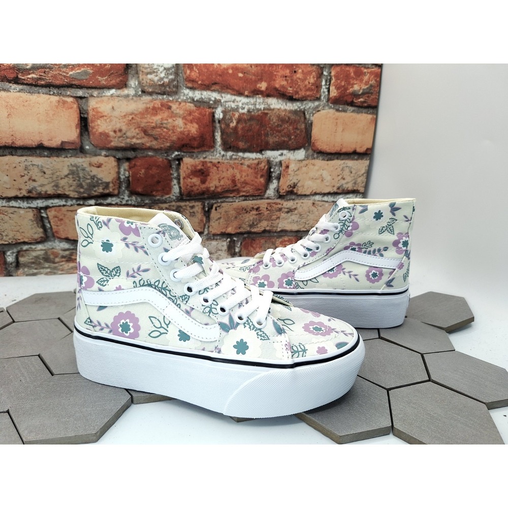 Vans Sk8-Hi Tapered Stackform Pastel Floral Mint Green Women Sz 5.5 / Girls 4Y